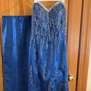Size 4 Royal blue beaded gown.